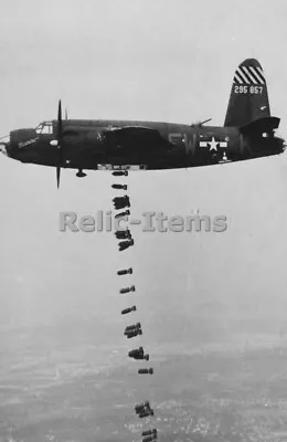 WW2 Picture Photo 1944 B-26B Marauder Of The 556th Releasing Its Bombs 2261 • $5.31