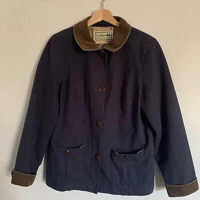 Vintage L.L. Bean Women's Size Large Blue Chore Barn Jacket Flannel Lined • $35