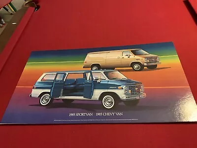 Vintage Dealership Showroom Cardboard Poster 1985 Sportvan Chevy Van 18x32 • $84.75