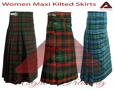 Women Maxi Skirt - Tartan Kilted Hostess Skirt - Custom Size Women's Tartan Kilt • £75.04