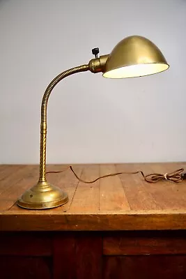 Vintage Faries Industrial Light Bankers Desk Lamp Brass Oc White Era Art Deco • $199.99