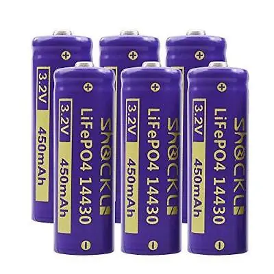 Funkawa 6-Pack Shockli 14430 3.2V 450mAh LiFePo4 Rechargeable Solar Battery   • $14.47