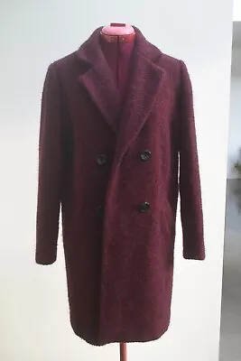 ANTONELLE Cocoon Coat Made In France Burgundy Plum Wool Mohair Alpaca 36 S 8 10 • £29.99