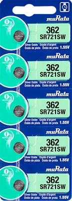 Murata 362 (SR721SW) Silver Oxide Watch Battery (5 Count) - Replaces Sony 362 • $5.96
