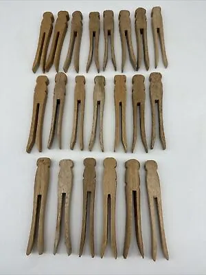 Vintage Wooden Clothes Pins Flat Head Lot Of 20 For Crafts • $14.99