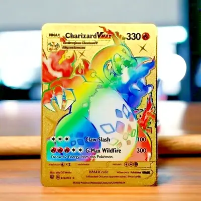 Charizard VMAX Rainbow Gold Metal Pokémon Card Collectible/Gift/Display • $10.99