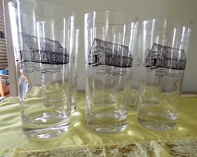 Set Of 6 Vintage MOORMAN'S Feed 1885 MOORMAN'S Barn Logo Drinking Glasses • $60