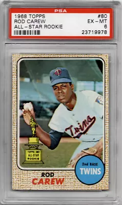 Rod Carew 1968 Topps #80 All-Star Rookie RC PSA6 EX-MT Minnesota Twins • $99.95