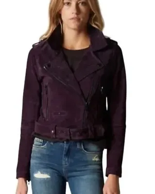 New BlankNYC Purple Twilight Suede Moto Jacket Womens M Crop Blank NYC • $135