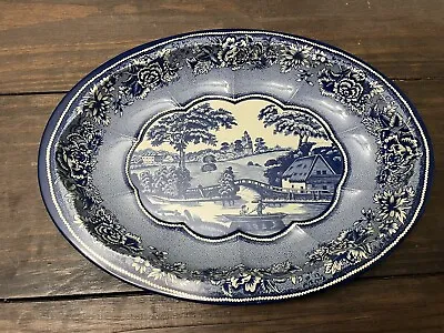 Vintage Blue & White Daher Decorated Ware Oval Tin Tray #11101 Made In England • $10