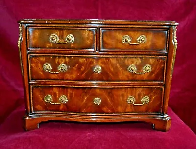 Vintage Miniature Walnut Serpentine Fronted Chest Of Drawers With Ormolu Mounts • £398