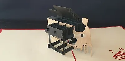 3D Pop Up Cards - Elegant Grand Piano Pianist.(Blank Card Birthday Get Well.. • £3.90