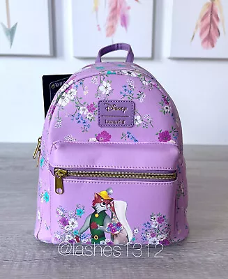 LOUNGEFLY Bag Robin Hood Maid Marian Mini Backpack -  Purple Floral • $101.16