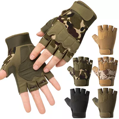 Outdoor Men Tactical Fingerless Gloves Anti-slip Military Cycling Gloves • $11.21