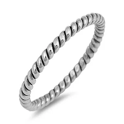 Tiny Twist Ring Genuine Sterling Silver 925 Jewelry Face Height 2 Mm Sizes 2-12 • $11.98