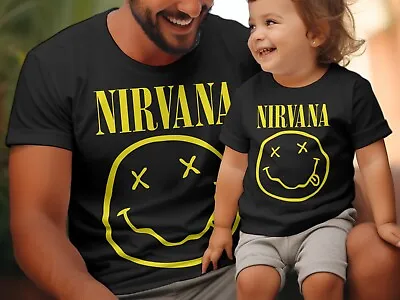 Nirvana T Shirt - Baby Or Adult - Smiley Face -Heavy Metal Rock Music • £10.99