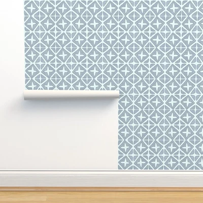 £33.61 • Buy Removable Water-Activated Wallpaper Indian Block Plus Sign Diamonds Tile Sky