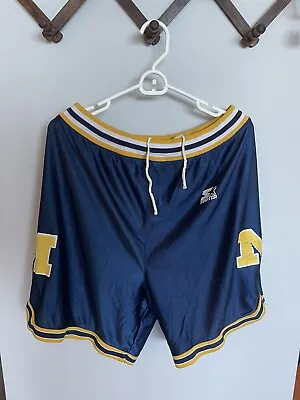 Michigan Wolverines Vintage 90’s Starter Basketball Shorts Blue Gold Size Medium • $19.99