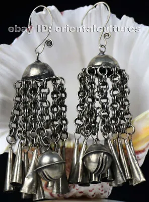 Tribal Exotic Chinese Handmade Miao Silver Bell Earring • $50