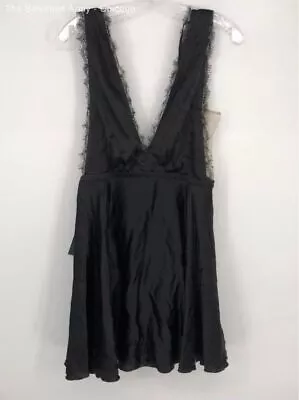 NWT BeBe Black Lace Trim Fit & Flare Slip Dress - Size Medium • $10.49