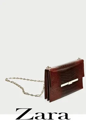 R1 ZARA Croc Brown Crossbody Bag Handbag Underarm Clutch 100% Leather RRP £89.90 • £17.99