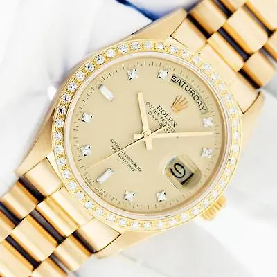 Rolex President Day-Date 36mm Champagne Diamond Dial 18k Yellow Gold Mens Watch • $17520
