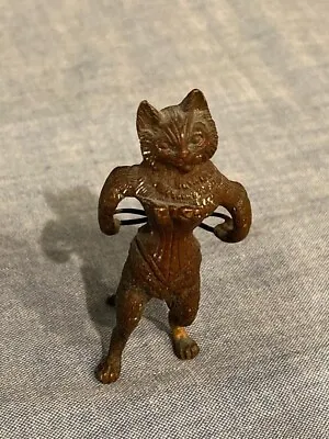 Antique Vienna Bronze Cat Shown Adjusting Her Corset. Large Bow - Strong Detail. • $129