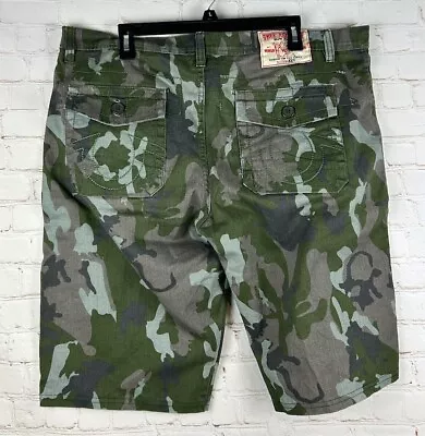 True Religion Men's Camo Camouflage Denim Shorts Size 40 • $34.44