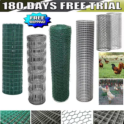 5M-50M Welded Chicken Wire Mesh Neting Fence Galvanised Steel PVC Coated Garden • £7.70