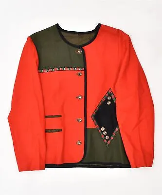 ORIO DACHSTEIN Womens 5 Button Blazer Jacket UK 14 Large Red Floral MR02 • $16.65