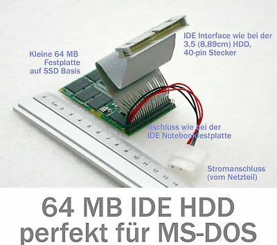 M-systems 64 MB Ide Mini Hard Drive SSD Technology P-Ata For Dos Win Mit Adapter • £31.49