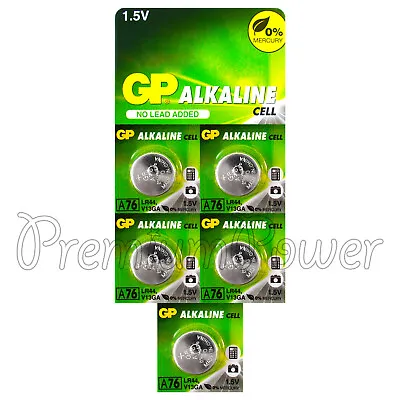 5 X GP Alkaline A76 LR44 Batteries 1.5V AG13 303 357 V13GA L1154 SR44 • $10.79