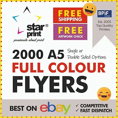 £65 • Buy 2000 A5 Flyers Printed Full Colour - Excellent Quality - Fast Dispatch