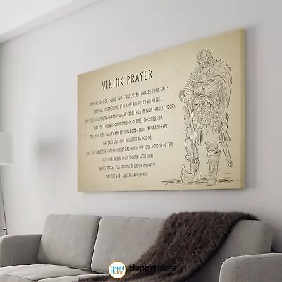 Viking Prayer Wall Art Viking Warrior Motivational Quote Home Art Decor -P752 • $215.60