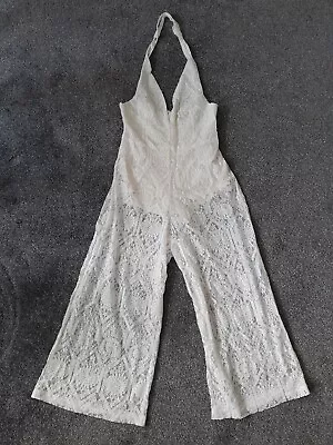 White Lace Jumpsuit Halterneck Small • £2.99