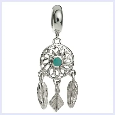 925 Sterling Silver Dream Catcher Feather Enamel Bead F/ European Charm Bracelet • $16.98