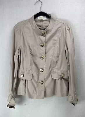 Michael Kors Utility Khaki Jacket Women’s Medium Light Tan Cuff Belted • $50
