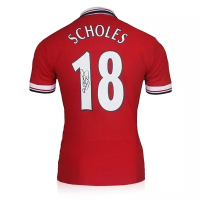 Paul Scholes Signed Manchester United 1999 League Football Jersey • $261.30