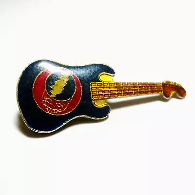 Grateful Dead Pin Vintage Electric Guitar Steal Your Face 1980's Pinback Badge • $219.99