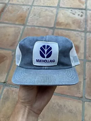 Vintage 80s New Holland Patch Trucker Mesh Snapback Hat • $20