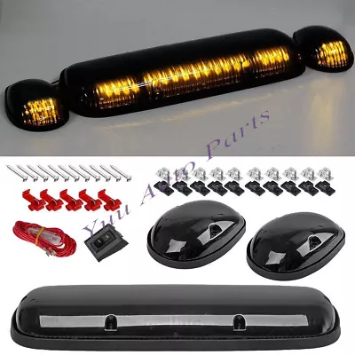 $45.25 • Buy 3PC Smoke Cab Roof Running Amber LED Lights For 02-07 Chevy Silverado GMC Sierra