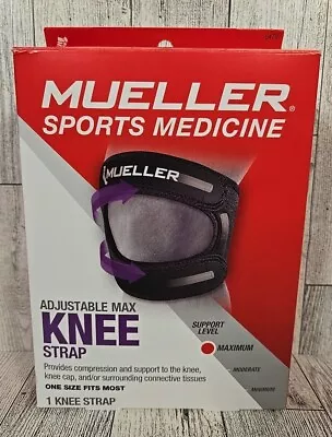 Mueller Adjustable Max Knee Strap ONE SIZE FITS MOST Black Maximum Support NEW • $14.99