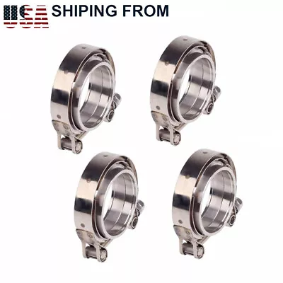 4 X 2.5  V-Band Flange&Clamp Kit Male/Female With Ridge Exhaust Stainless • $36.90