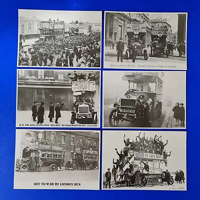 Set Of 6 Vintage Reproduction London Buses Postcards WW1 Troops KGV • £3.99