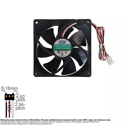 Fan Muffin Cooling DC 12V DC12V 12VDC  92mm 92x92x25 AVC C9025S12LB E5144NC • $8