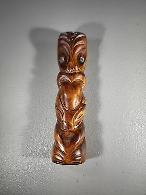 Vintage Maori Tiki Totem New Zealand Hand Carved Wooden Sculpture Figure 6   • $30