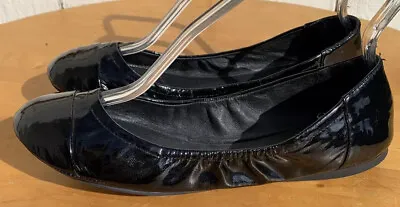 Vince Camuto  Ellen  Women's Black Patent Slip On Round Toe Ballet Shoes Size 9M • $29.99
