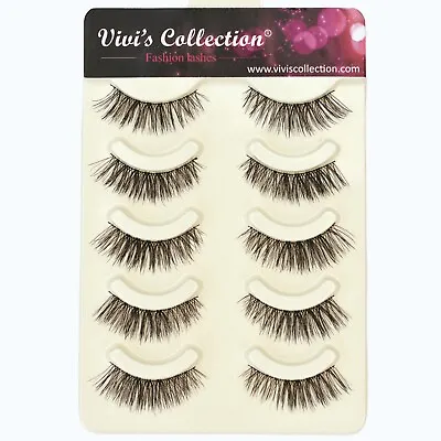 5 Pairs Lashes False Eyelashes 3D Natural Thick Long Soft Band Eye Cross Wispy • £2.99