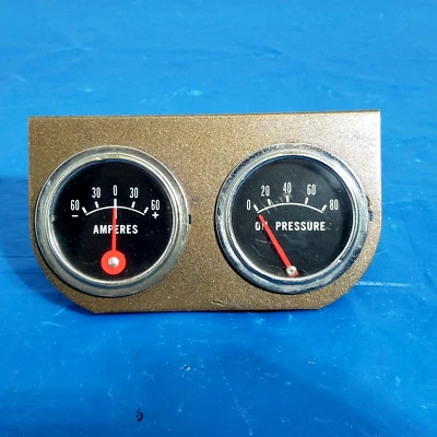 $19.99 • Buy Vintage Dual Gauge Panel  Oil + Amp  Gauges / Custom Accessory Hot Rod