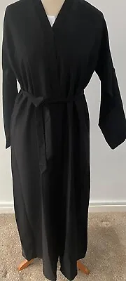 Ladies Premium Quality Kimono Nada Open Abaya Long Maxi Dress Dubai BLACK-Size58 • £19.79